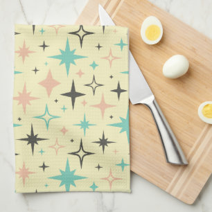 Atomic Age Stars on Yellow Mid Century Tea Towel