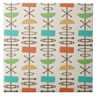 Atomic Age Symbols Multicolored Tile