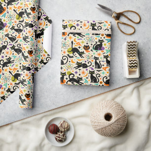 Atomic Black Cats Halloween Wrapping Paper