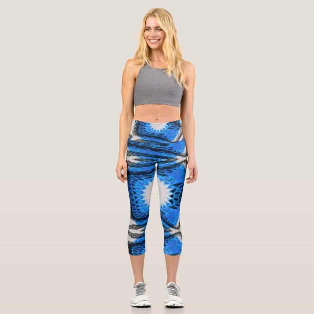 Atomic Blue Capri Leggings (Front)