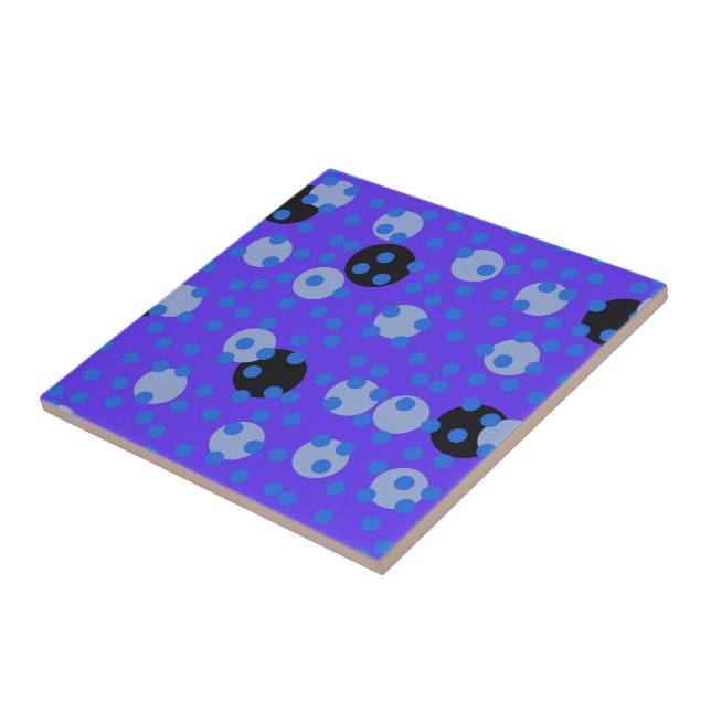 Atomic Blueberry - Retro Polka Dot Dream   Tile (Side)
