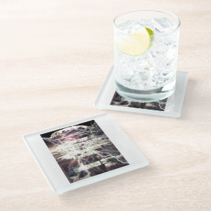 Atomic Bomb white glass coaster