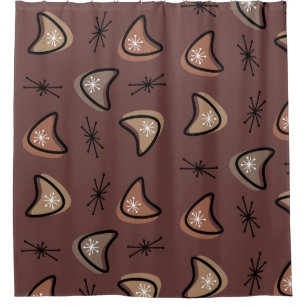 Atomic Boomerangs Starbursts Dark Academia Shower Curtain