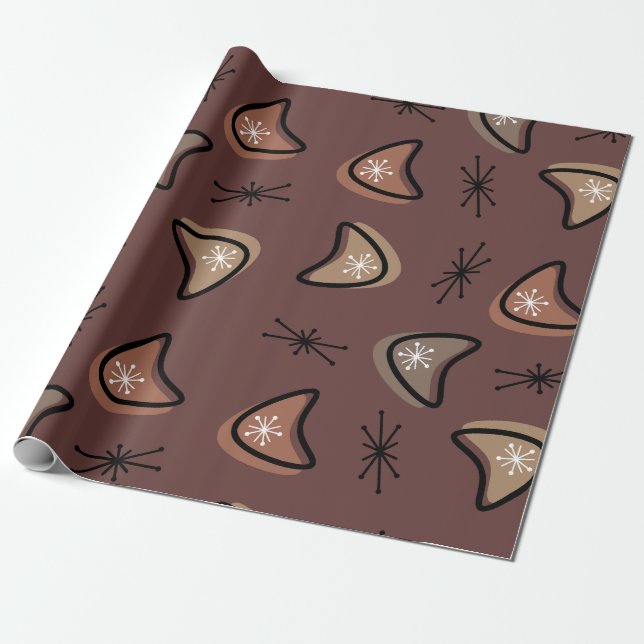 Atomic Boomerangs Starbursts Dark Academia Wrapping Paper (Unrolled)