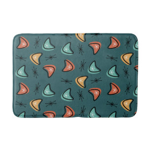Atomic Boomerangs Starbursts Teal Bath Mat