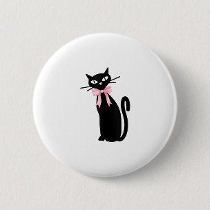 Atomic Cat With Pink Bow Cat Girly Clean Girl Kitt 6 Cm Round Badge