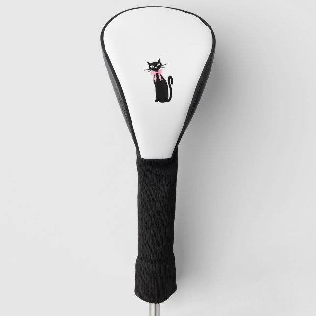 Atomic Cat With Pink Bow Cat Girly Clean Girl Kitt Golf Head Cover (Front)