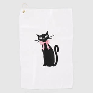 Atomic Cat With Pink Bow Cat Girly Clean Girl Kitt Golf Towel