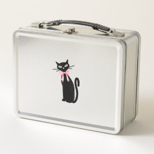 Atomic Cat With Pink Bow Cat Girly Clean Girl Kitt Metal Lunch Box