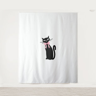 Atomic Cat With Pink Bow Cat Girly Clean Girl Kitt Tapestry