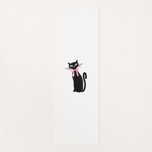 Atomic Cat With Pink Bow Cat Girly Clean Girl Kitt Yoga Mat (Front)