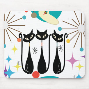 Atomic Cats Mid Century Modern Vintage Pattern Mouse Mat