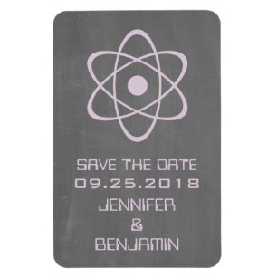 Atomic Chalkboard Save the Date Magnet, Purple Magnet