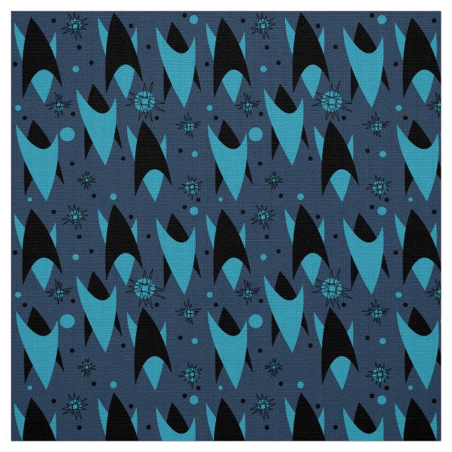 Atomic Chevrons - Blue Fabric (Swatch)