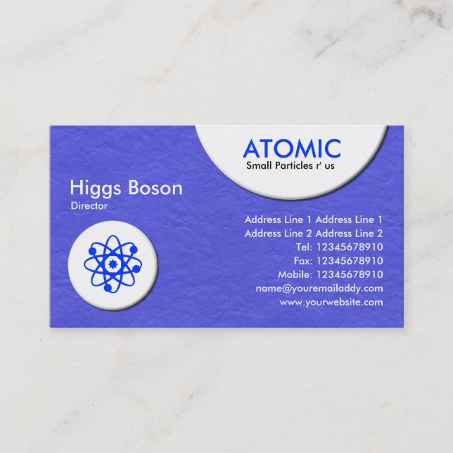 Atomic Circles - Blue Painted Paper Texture Business Card (Front)