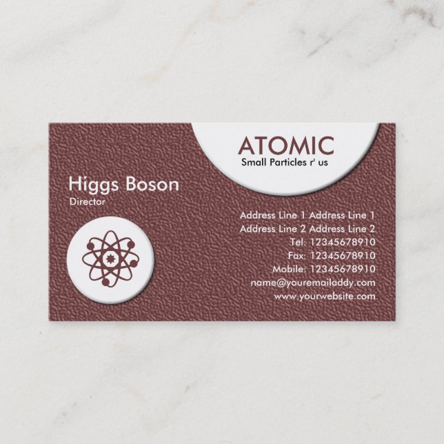 Atomic Circles - Brown Embossed Texture Business Card (Front)