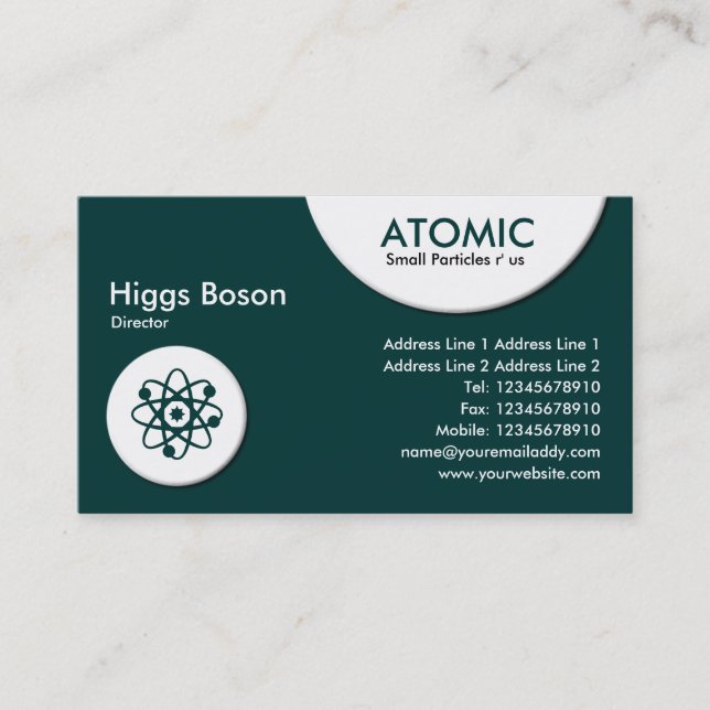 Atomic Circles - Dark Green (003333) Business Card (Front)