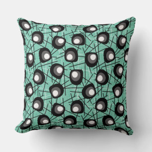 Atomic Circles   Mid-Century Modern   Aqua Cushion