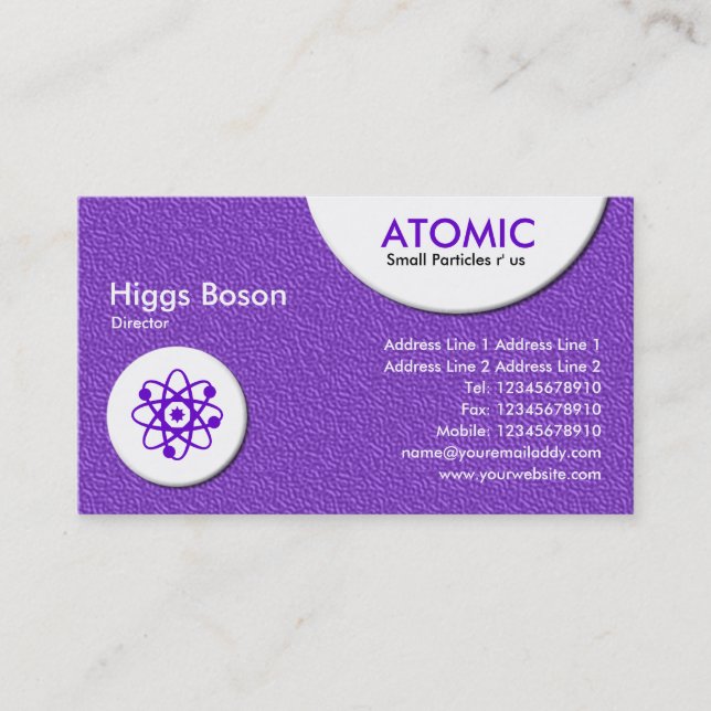 Atomic Circles - Violet Embossed Texture Business Card (Front)
