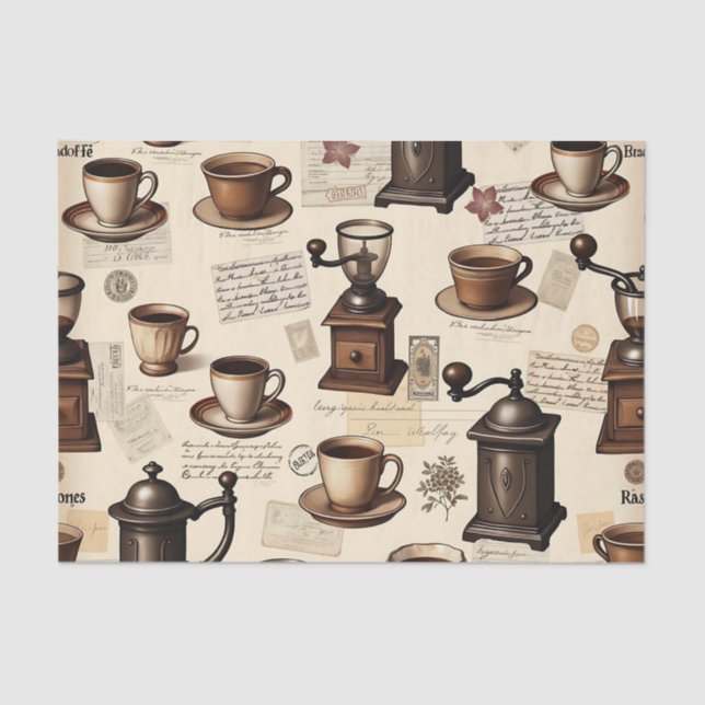 Atomic Coffee Vibes: Mid-Century Modern Coffee Wra Tissue Paper (Front)