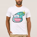 Atomic Cookware Design T-Shirt<br><div class="desc">This Atomic Aookware Design will have you saying, “Wow, what an amazing thrift store haul!” The mid century modern boomerang with bright yellow starburst acts as the background for these perfectly kitschy dishes. A jadeite restaurant ware coffee mug, an iconically 1950s lidded casserole dish with cornflower blue floral design, and...</div>