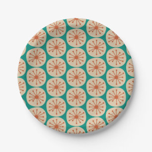 Atomic Dots Retro Midcentury Modern 50s Pattern Paper Plate
