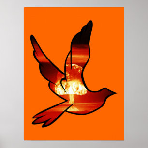Atomic Dove Mushroom Cloud Print Poster Sign
