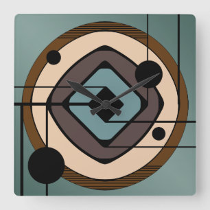 Atomic Era Abstract Art 'Coaster' Square Wall Clock