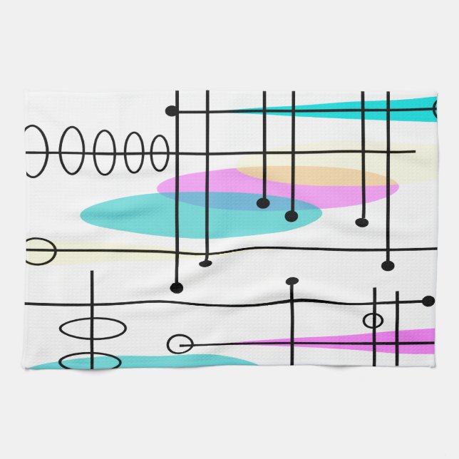 Atomic Era Abstract Colours and Design Tea Towel (Horizontal)