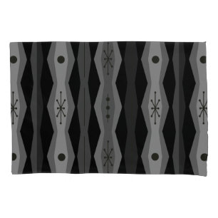 Atomic Era Abstract Columns Black Grey Pillowcase