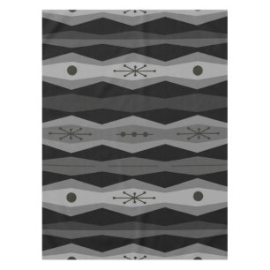 Atomic Era Abstract Columns Black Grey Tablecloth