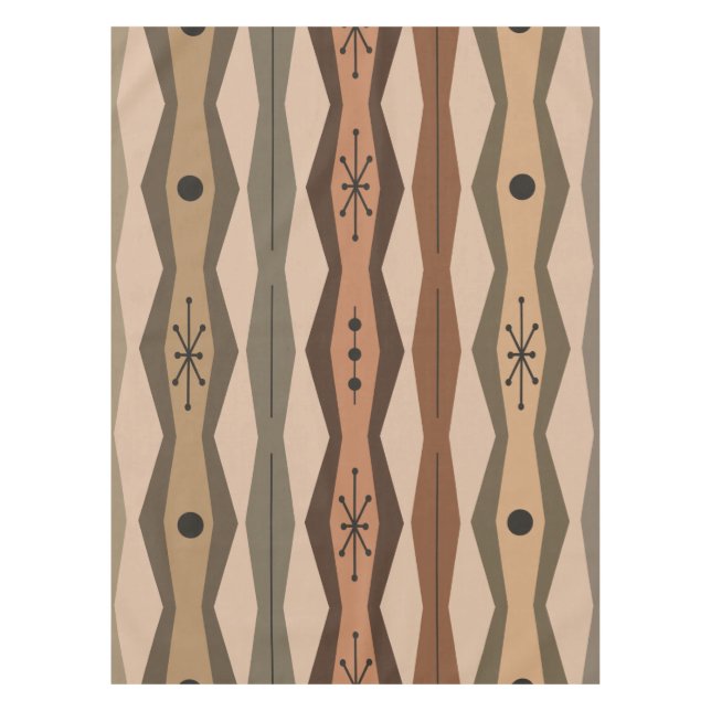 Atomic Era Abstract Columns Brown Tablecloth (Front)