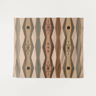 Atomic Era Abstract Columns Brown Tapestry