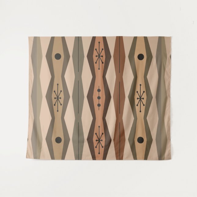 Atomic Era Abstract Columns Brown Tapestry (Front (Horizontal))