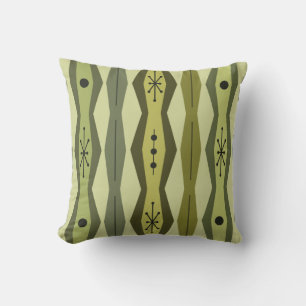 Atomic Era Abstract Columns Green Chartreuse Cushion