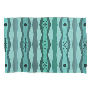 Atomic Era Abstract Columns Turquoise Pillowcase
