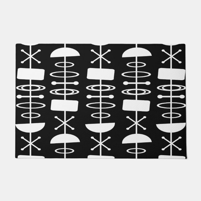 Atomic Era Abstract Symbols Black White Doormat (Front)