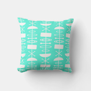 Atomic Era Abstract Symbols Mint Green Cushion