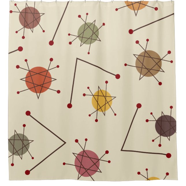 Atomic Era Autumn Shower Curtain (Front)