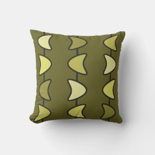 Atomic Era Boomerangs Olive Green Cushion