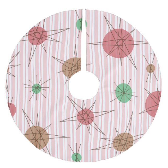 Atomic Era Candy Cane Stripes Brushed Polyester Tree Skirt (Front)