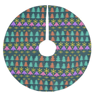 Atomic Era Christmas Trees Kitsch Dark Tree Skirt