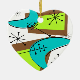 Atomic Era Inspired Boomerang Design Ceramic Tree Decoration