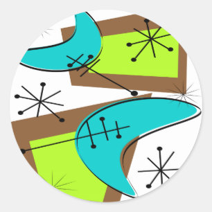 Atomic Era Inspired Boomerang Design Classic Round Sticker