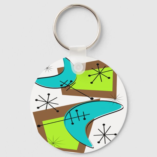 Atomic Era Inspired Boomerang Design Key Ring (Front)