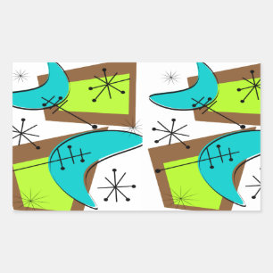 Atomic Era Inspired Boomerang Design Rectangular Sticker