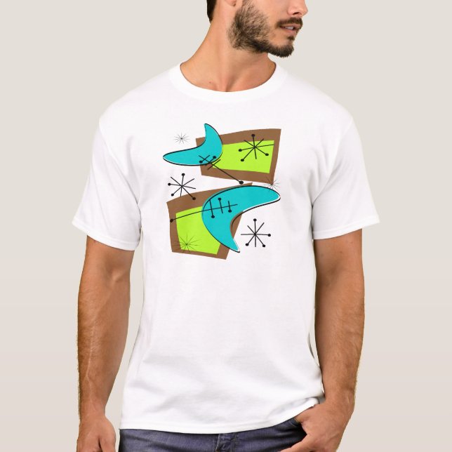 Atomic Era Inspired Boomerang Design T-Shirt (Front)