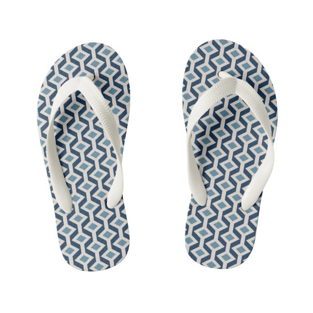 Atomic Era Inspired Geometric Pattern Kid's Flip Flops (Footbed)