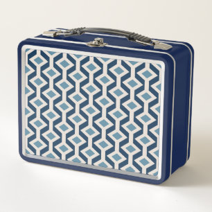 Atomic Era Inspired Geometric Pattern Metal Lunch Box