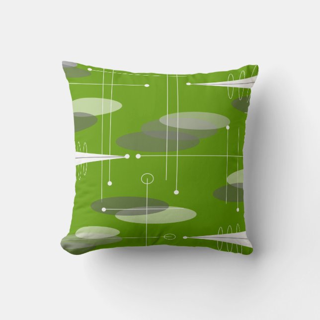 Atomic Era Inspired in Lime Cushion (Front)